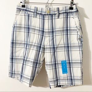NWT Sonoma Goods For Life Flat Front Flexwear Plaid Shorts Flexible Waistband